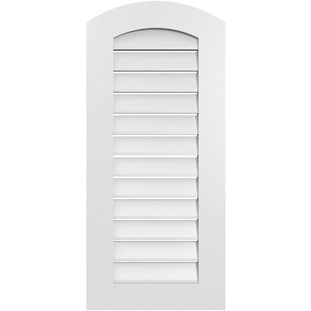 Ekena Millwork Arch Top Surface Mount PVC Gable Vent: Non-Functional, w/ 3-1/2"W x 1"P Standard Frame, 18"W x 38"H GVPAR18X3801SN